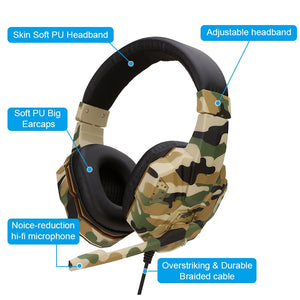 High Quality Army Green Gaming Headset With Microphone Fone Gamer Wired Headphones Universal For Laptop Computer Xbox One - Jogoda