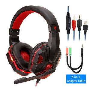 Professional Led Light Gaming Headphones for Computer PS4 Adjustable Bass Stereo PC Gamer Over Ear Wired Headset With Mic Gifts - Jogoda
