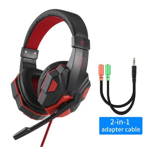 Professional Led Light Gaming Headphones for Computer PS4 Adjustable Bass Stereo PC Gamer Over Ear Wired Headset With Mic Gifts - Jogoda