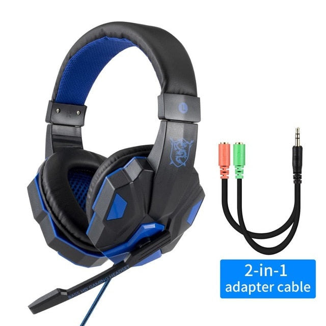 Professional Led Light Gaming Headphones for Computer PS4 Adjustable Bass Stereo PC Gamer Over Ear Wired Headset With Mic Gifts - Jogoda