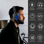 Load image into Gallery viewer, Professional Led Light Gaming Headphones for Computer PS4 Adjustable Bass Stereo PC Gamer Over Ear Wired Headset With Mic Gifts - Jogoda

