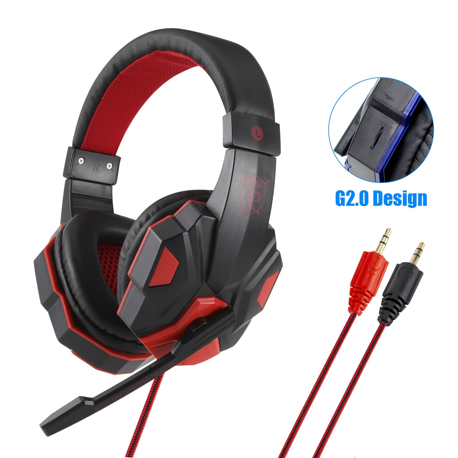 Professional Led Light Gaming Headphones for Computer PS4 Adjustable Bass Stereo PC Gamer Over Ear Wired Headset With Mic Gifts - Jogoda